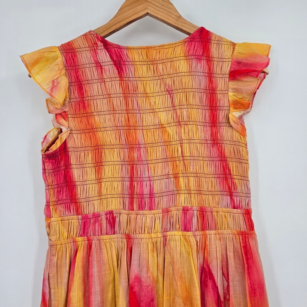 Anthropologie‎ Watercolor Smocked Maxi Dress Peregrine Midi Boho Flutter Sleeve - Picture 4 of 12